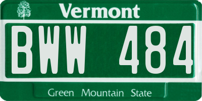 VT license plate BWW484