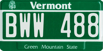 VT license plate BWW488