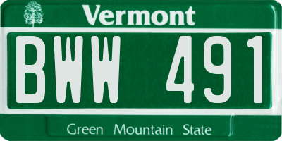 VT license plate BWW491