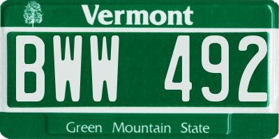 VT license plate BWW492