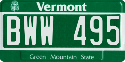 VT license plate BWW495
