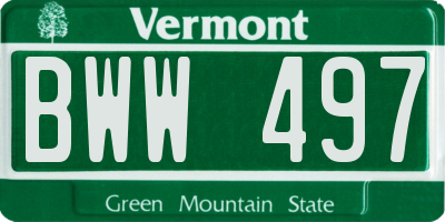 VT license plate BWW497