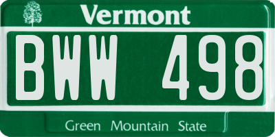 VT license plate BWW498