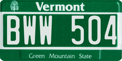 VT license plate BWW504