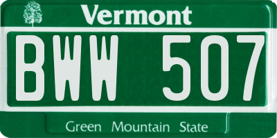 VT license plate BWW507