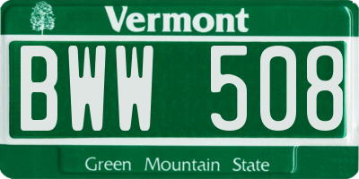 VT license plate BWW508