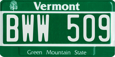 VT license plate BWW509