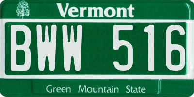 VT license plate BWW516