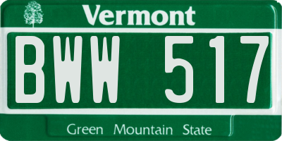VT license plate BWW517