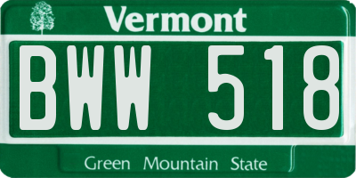 VT license plate BWW518