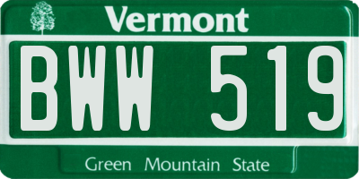 VT license plate BWW519