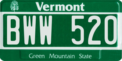 VT license plate BWW520