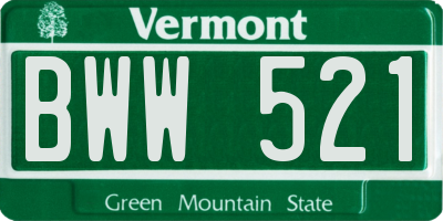 VT license plate BWW521