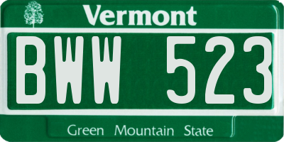 VT license plate BWW523