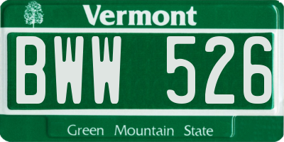 VT license plate BWW526