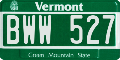 VT license plate BWW527