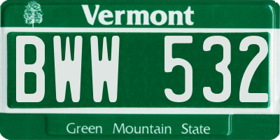 VT license plate BWW532