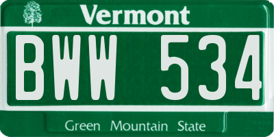 VT license plate BWW534
