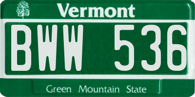 VT license plate BWW536
