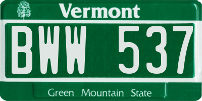 VT license plate BWW537