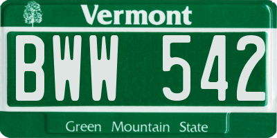 VT license plate BWW542