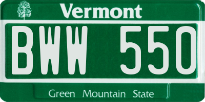 VT license plate BWW550