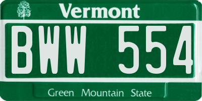 VT license plate BWW554