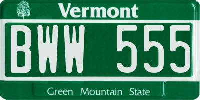 VT license plate BWW555