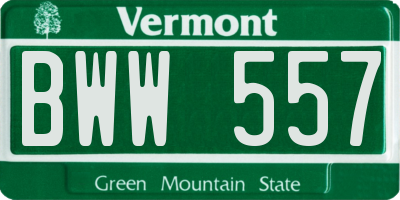 VT license plate BWW557