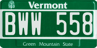 VT license plate BWW558
