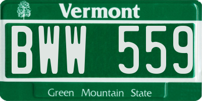 VT license plate BWW559