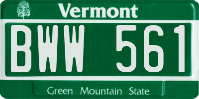 VT license plate BWW561
