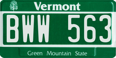VT license plate BWW563