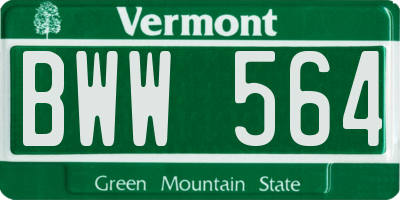 VT license plate BWW564