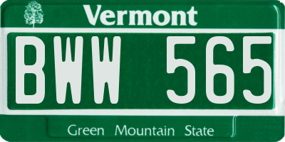 VT license plate BWW565