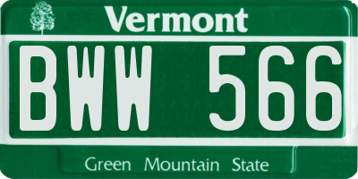 VT license plate BWW566