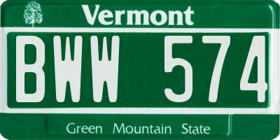 VT license plate BWW574