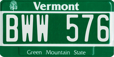 VT license plate BWW576