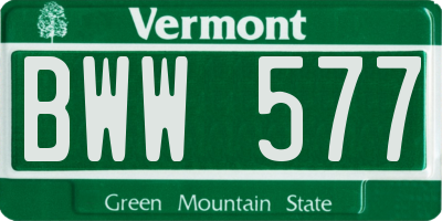 VT license plate BWW577