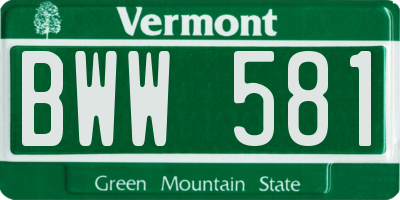 VT license plate BWW581