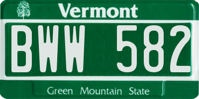 VT license plate BWW582