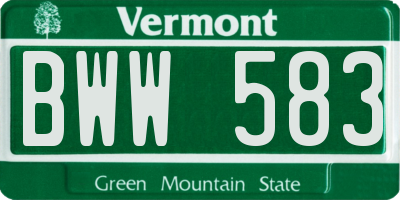 VT license plate BWW583