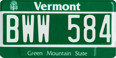 VT license plate BWW584