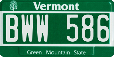 VT license plate BWW586