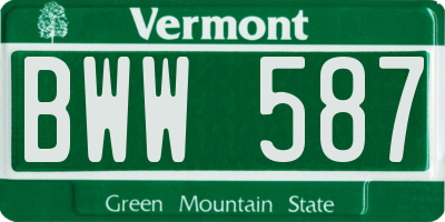 VT license plate BWW587