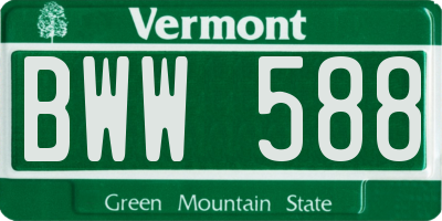 VT license plate BWW588