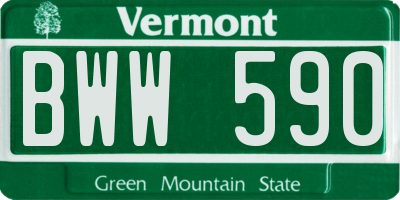 VT license plate BWW590