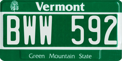 VT license plate BWW592