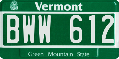 VT license plate BWW612