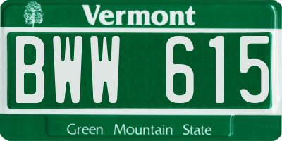 VT license plate BWW615